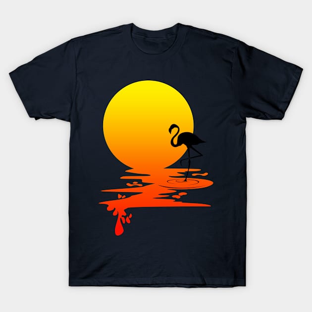 Sunset flamingo T-Shirt by pranata